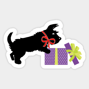 Terrier dog with Gift Sticker